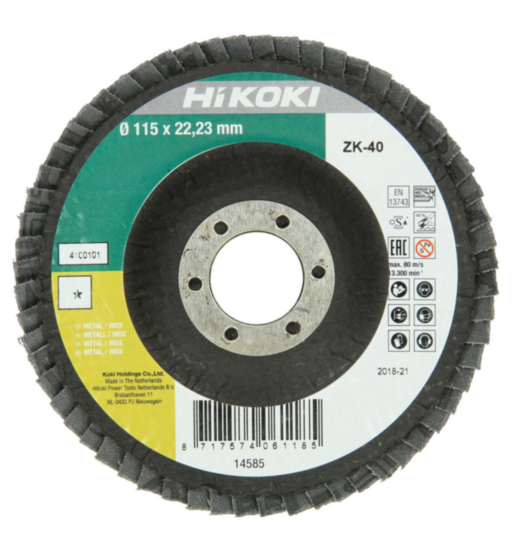 HIK FLAP DISC 115X22.23 #120 FLAT ALUMINA-OXIDE METAL