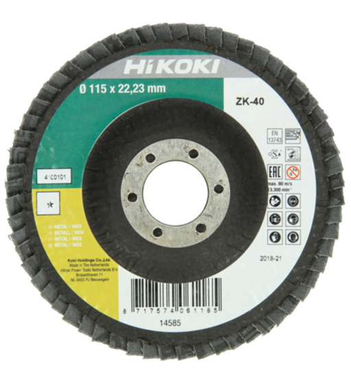 HIK FLAP DISC 115X22.23 #60 FLAT ZINCRONIUM INOX