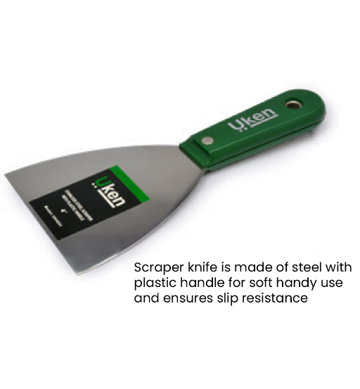 SCRAPER 1.5" SS GREEN HANDLE UKEN
