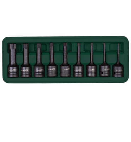 IMPACT BIT SOCKET SET (RIBI) 1/2" DR - 9 PCS UKEN
