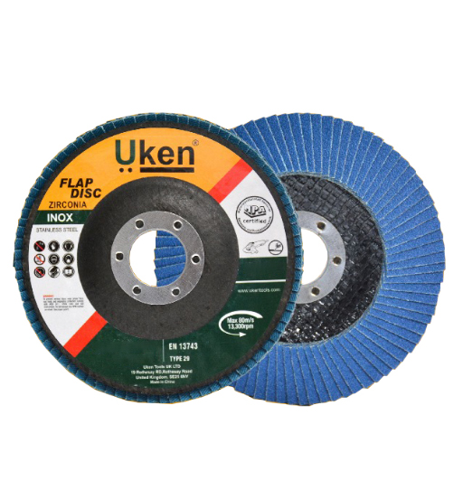 FLAP DISC STAINLESS STEEL 4.5"X100 GRIT-UKEN
