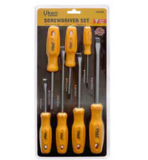 SCREW DRIVER SET 7PCS(YELLOW) FLAT UKEN